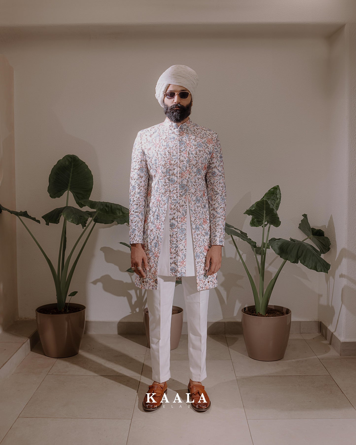 White Multi Embroidered Indo Set