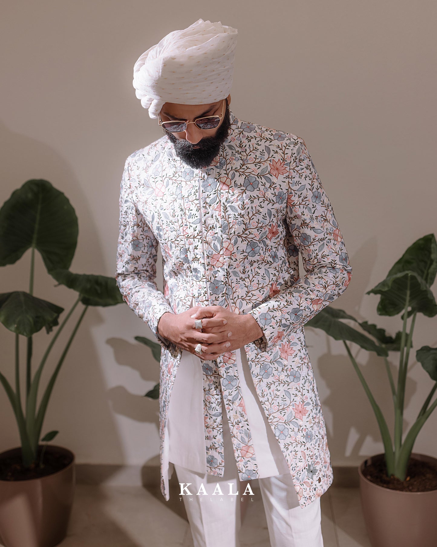 White Multi Embroidered Indo Set