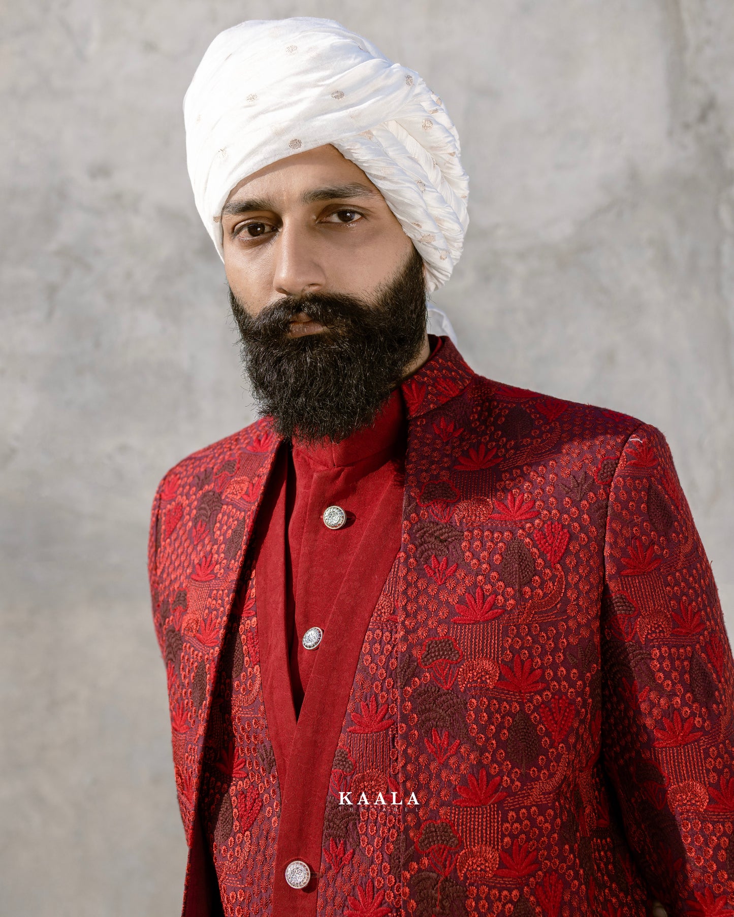 Blood Red Embroidered Indo Set