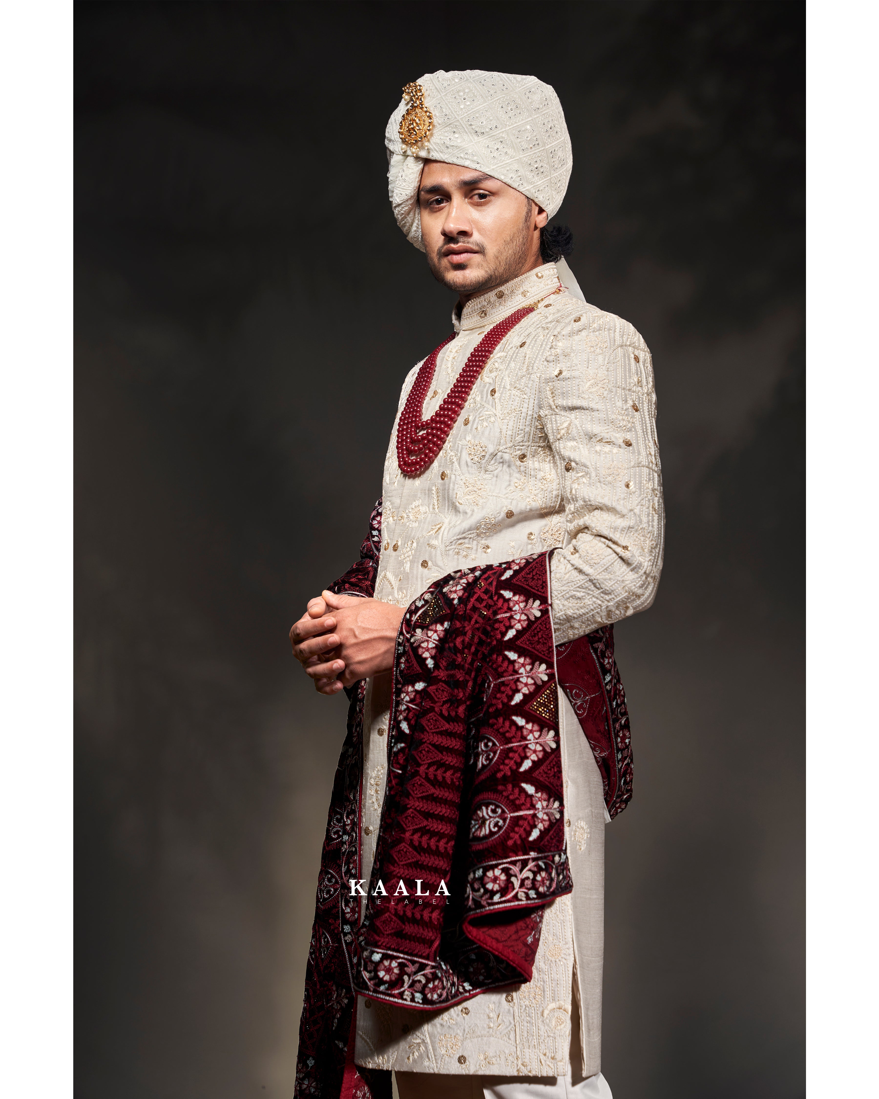 Off white outlet sherwani for groom